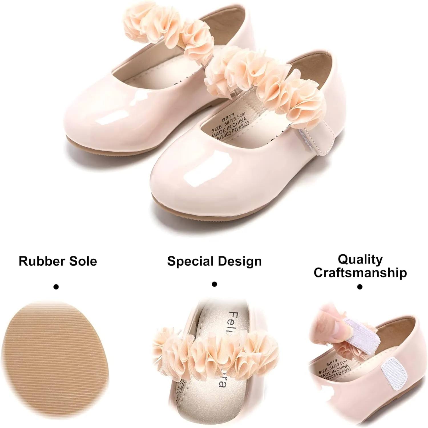 Felix & Flora Toddler Flower Girl Dress Shoes - Girl Ballet Flats Party School Shoes Wedding