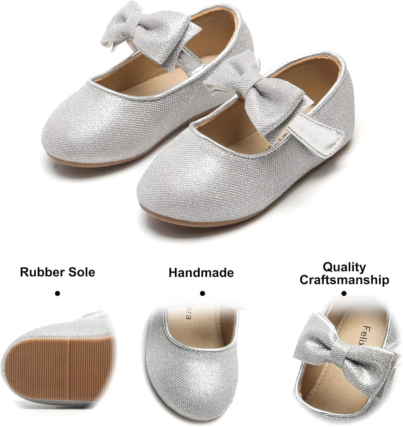 Felix & Flora Toddler Flower Girl Dress Shoes - Girl Ballet Flats Party School Shoes Wedding