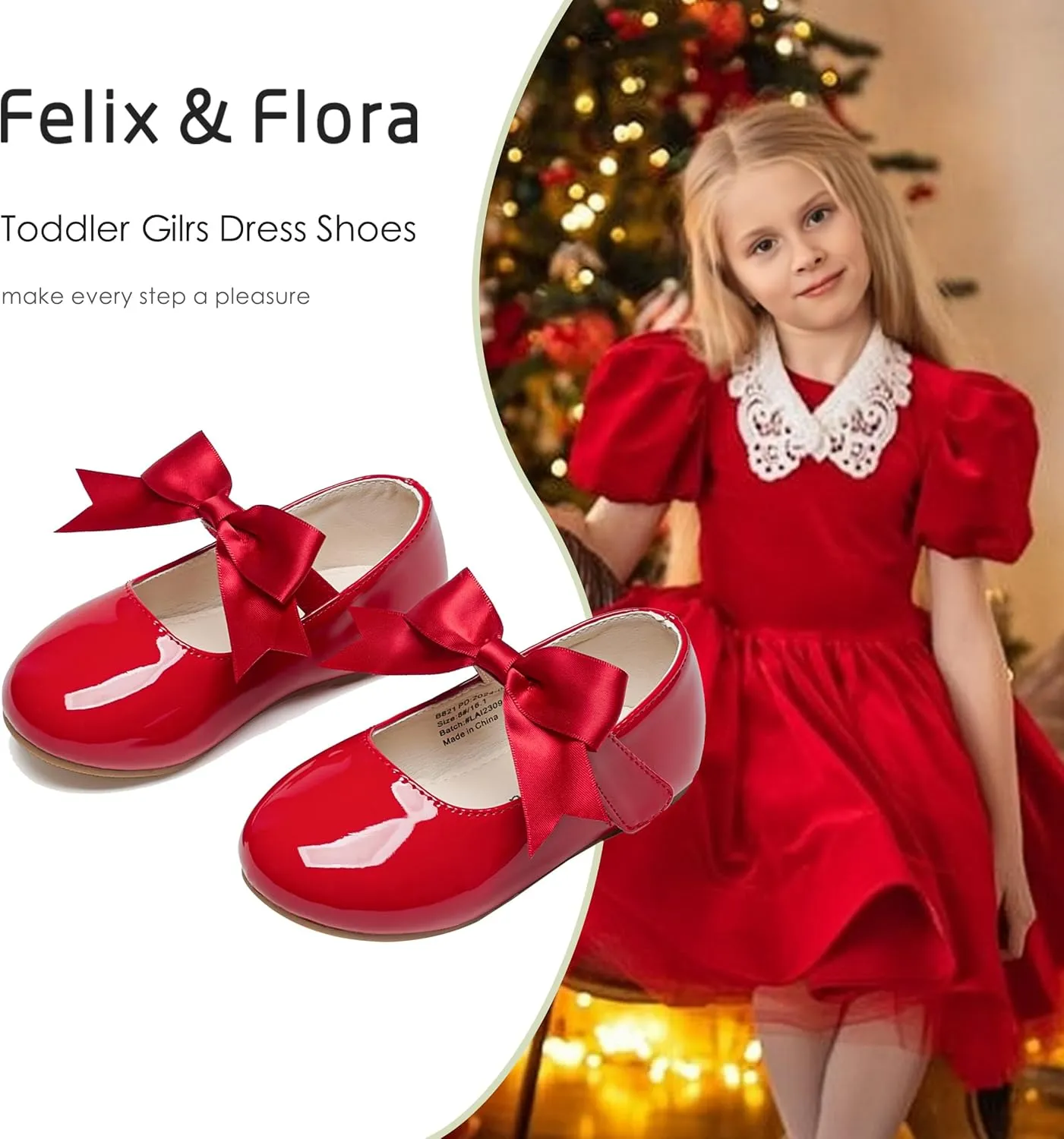 Felix & Flora Toddler Flower Girl Dress Shoes - Girl Ballet Flats Party School Shoes Wedding