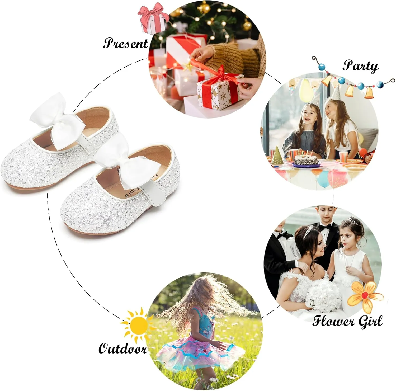 Felix & Flora Toddler Flower Girl Dress Shoes - Girl Ballet Flats Party School Shoes Wedding