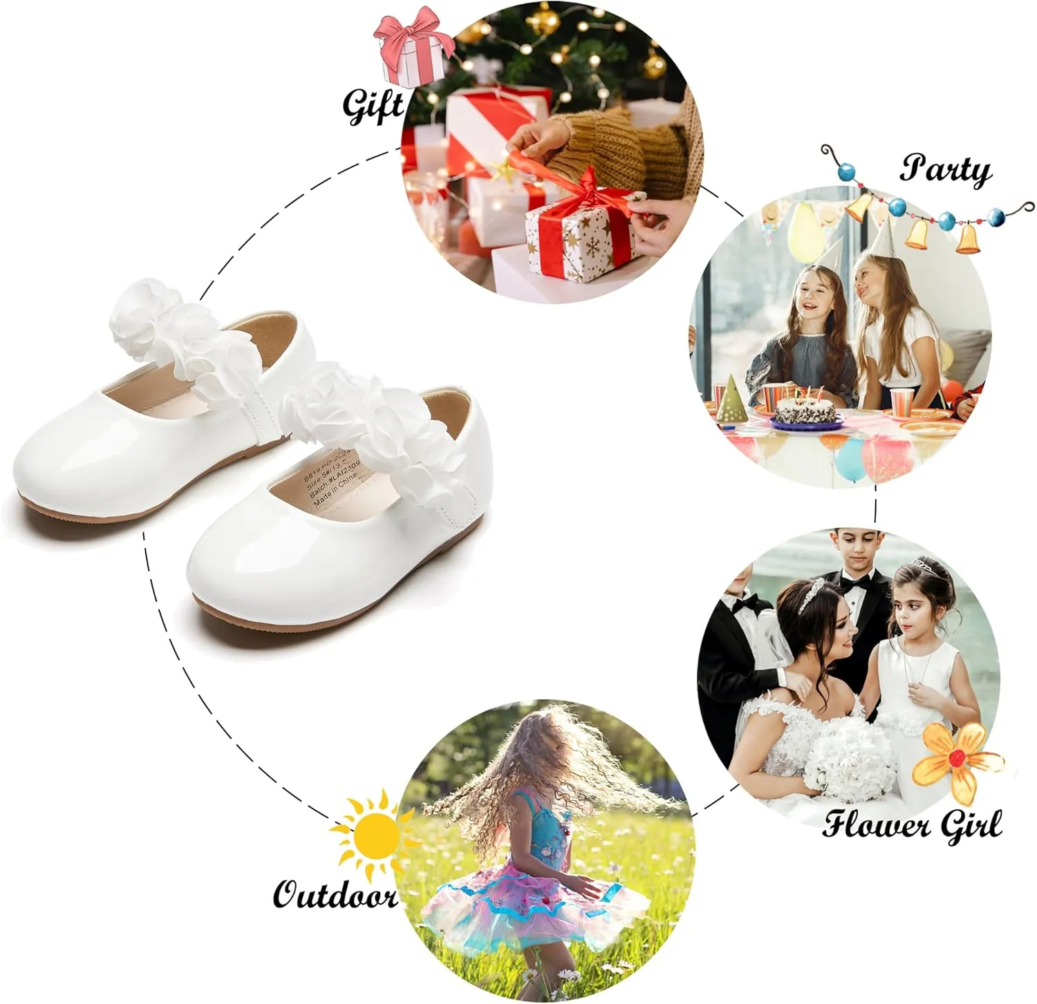 Felix & Flora Toddler Flower Girl Dress Shoes - Girl Ballet Flats Party School Shoes Wedding