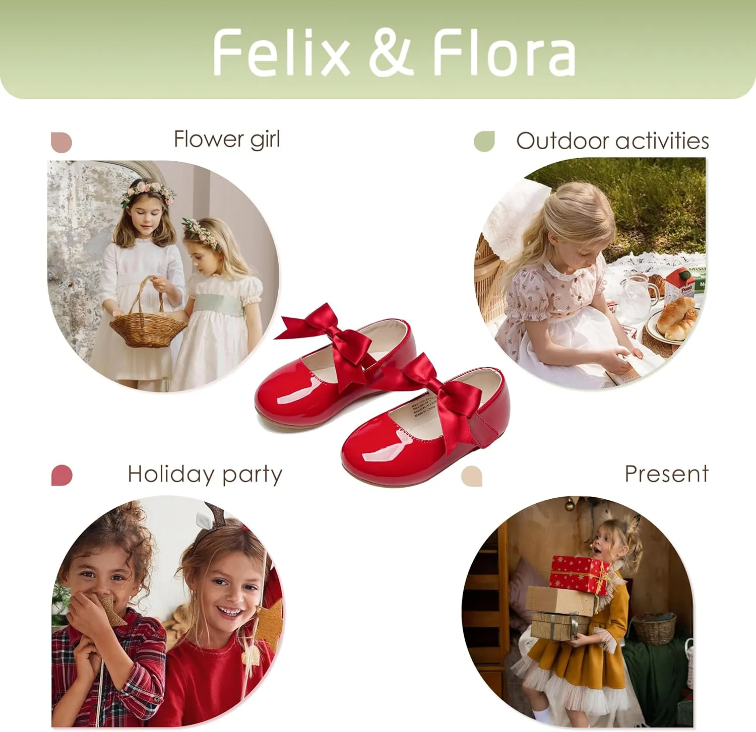 Felix & Flora Toddler Flower Girl Dress Shoes - Girl Ballet Flats Party School Shoes Wedding