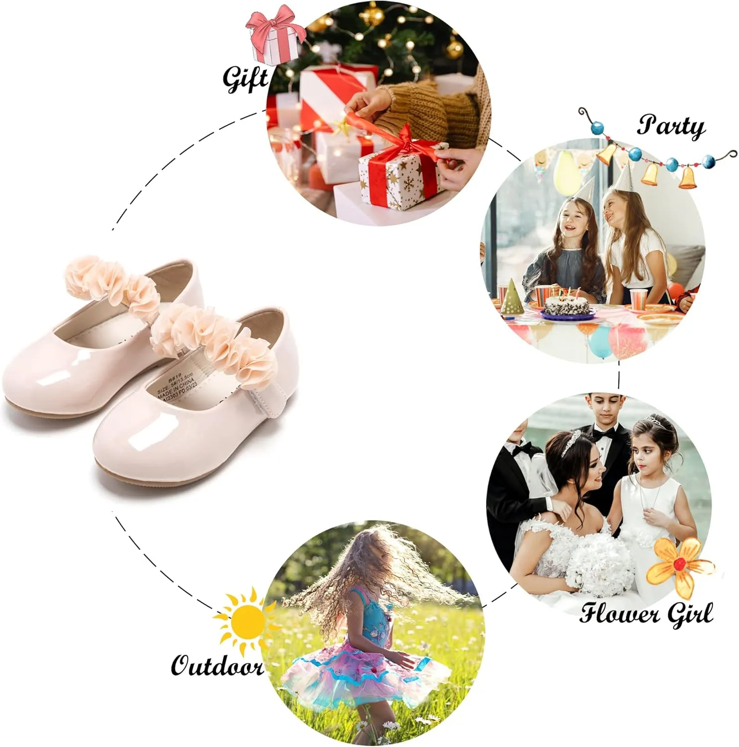 Felix & Flora Toddler Flower Girl Dress Shoes - Girl Ballet Flats Party School Shoes Wedding
