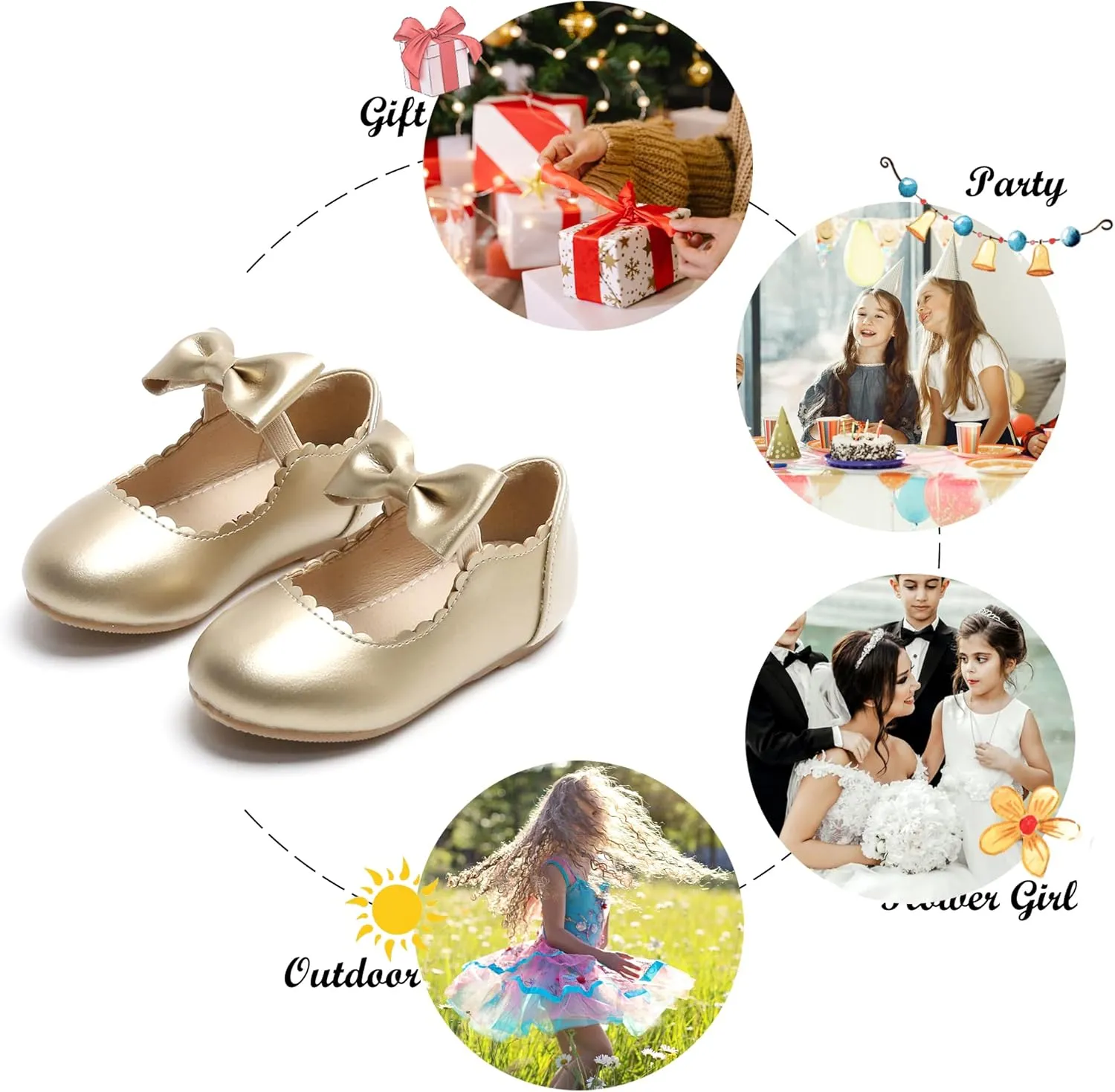 Felix & Flora Toddler Flower Girl Dress Shoes - Girl Ballet Flats Party School Shoes Wedding