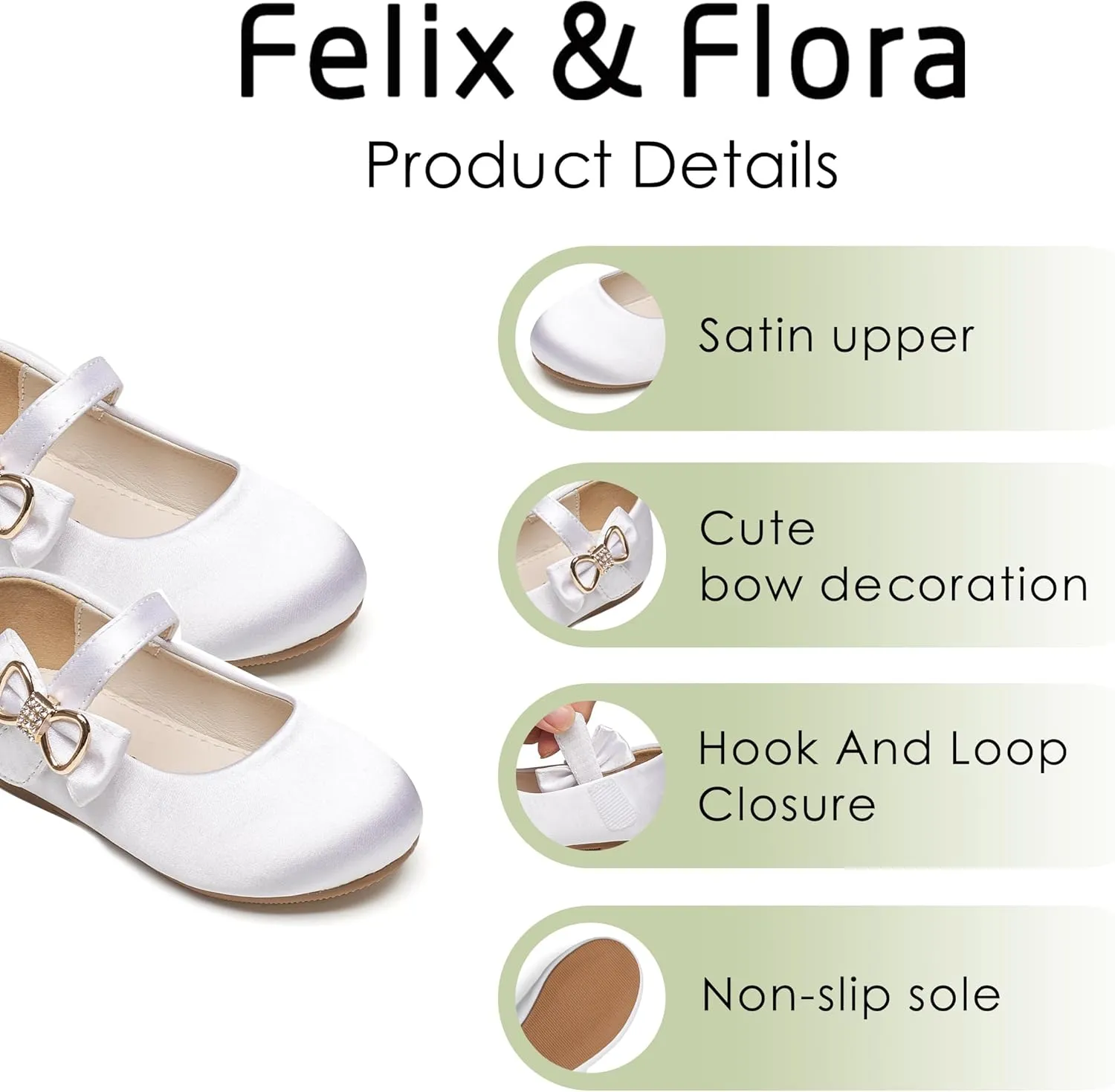 Felix & Flora Toddler Flower Girl Dress Shoes - Girl Ballet Flats Party School Shoes Wedding