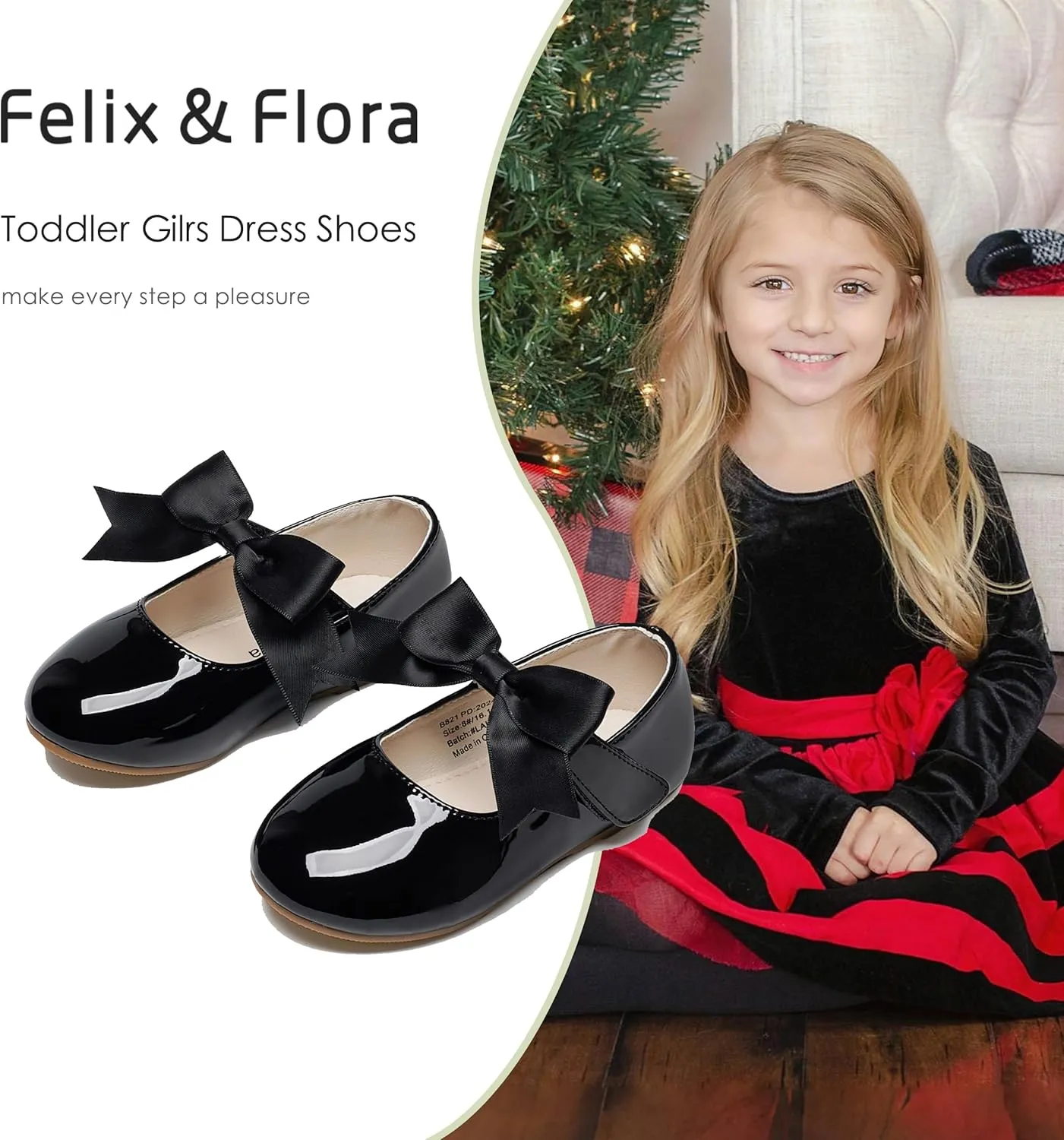 Felix & Flora Toddler Flower Girl Dress Shoes - Girl Ballet Flats Party School Shoes Wedding