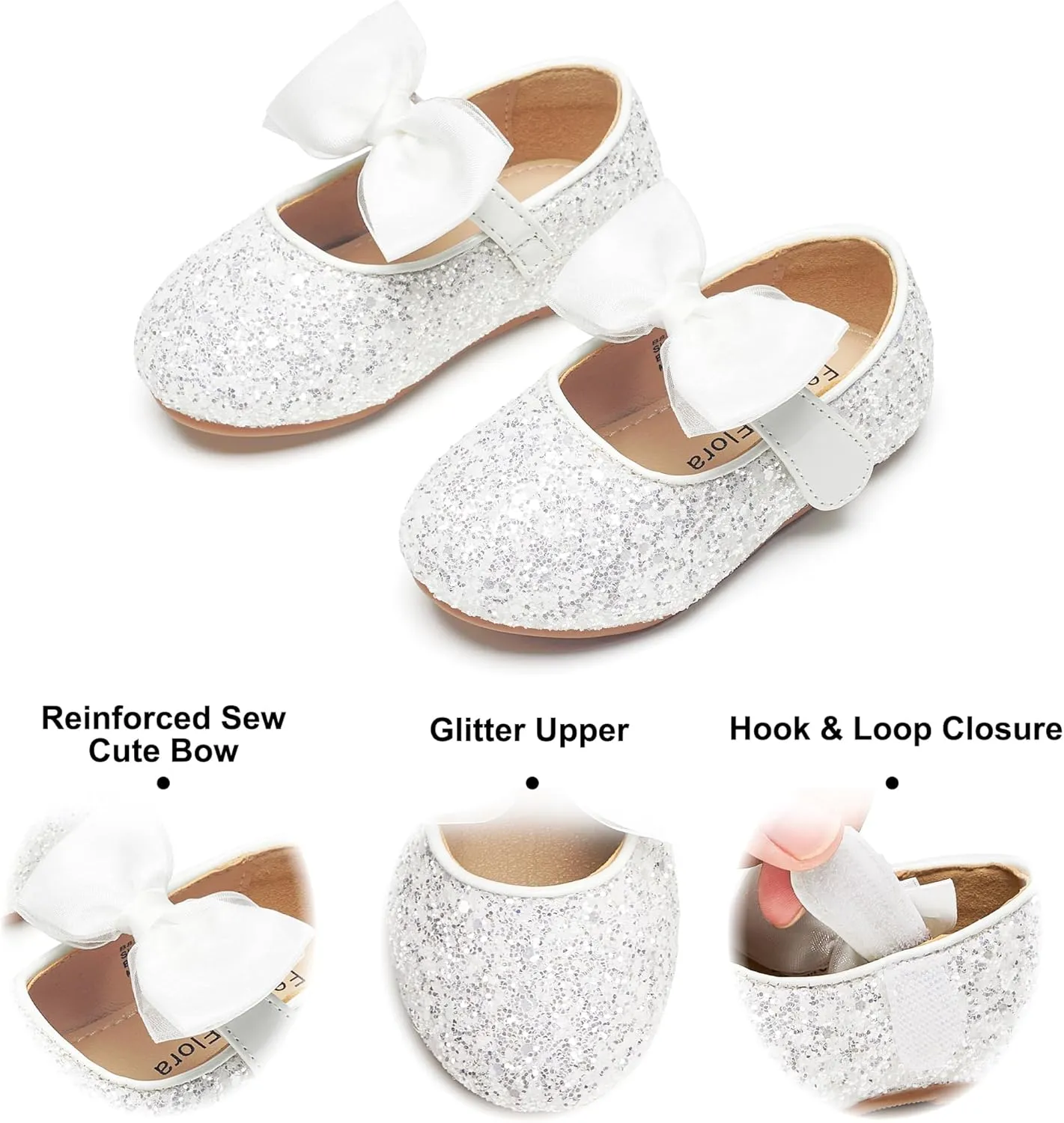 Felix & Flora Toddler Flower Girl Dress Shoes - Girl Ballet Flats Party School Shoes Wedding