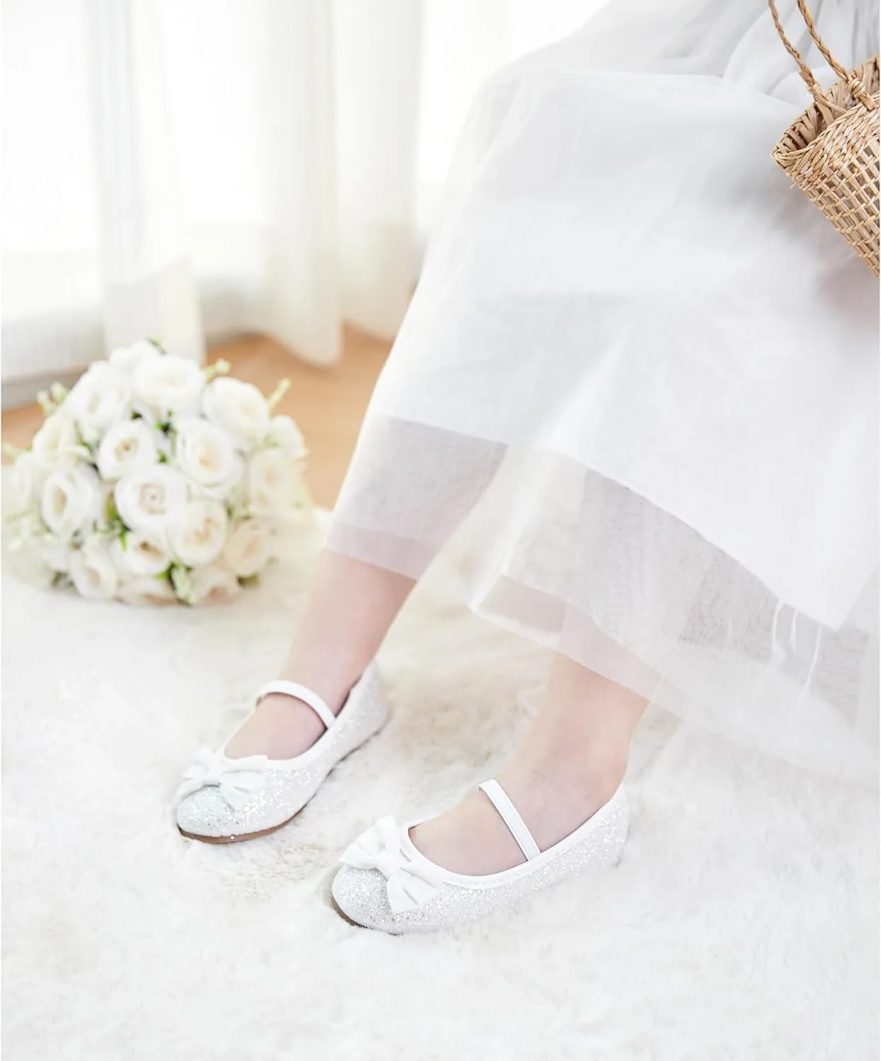 Felix & Flora Toddler Flower Girl Mary Jane Shoes - Little Girls Dress Flats Princess Wedding Party