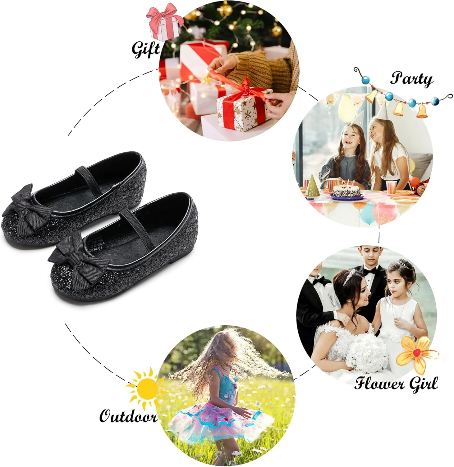 Felix & Flora Toddler Flower Girl Mary Jane Shoes - Little Girls Dress Flats Princess Wedding Party