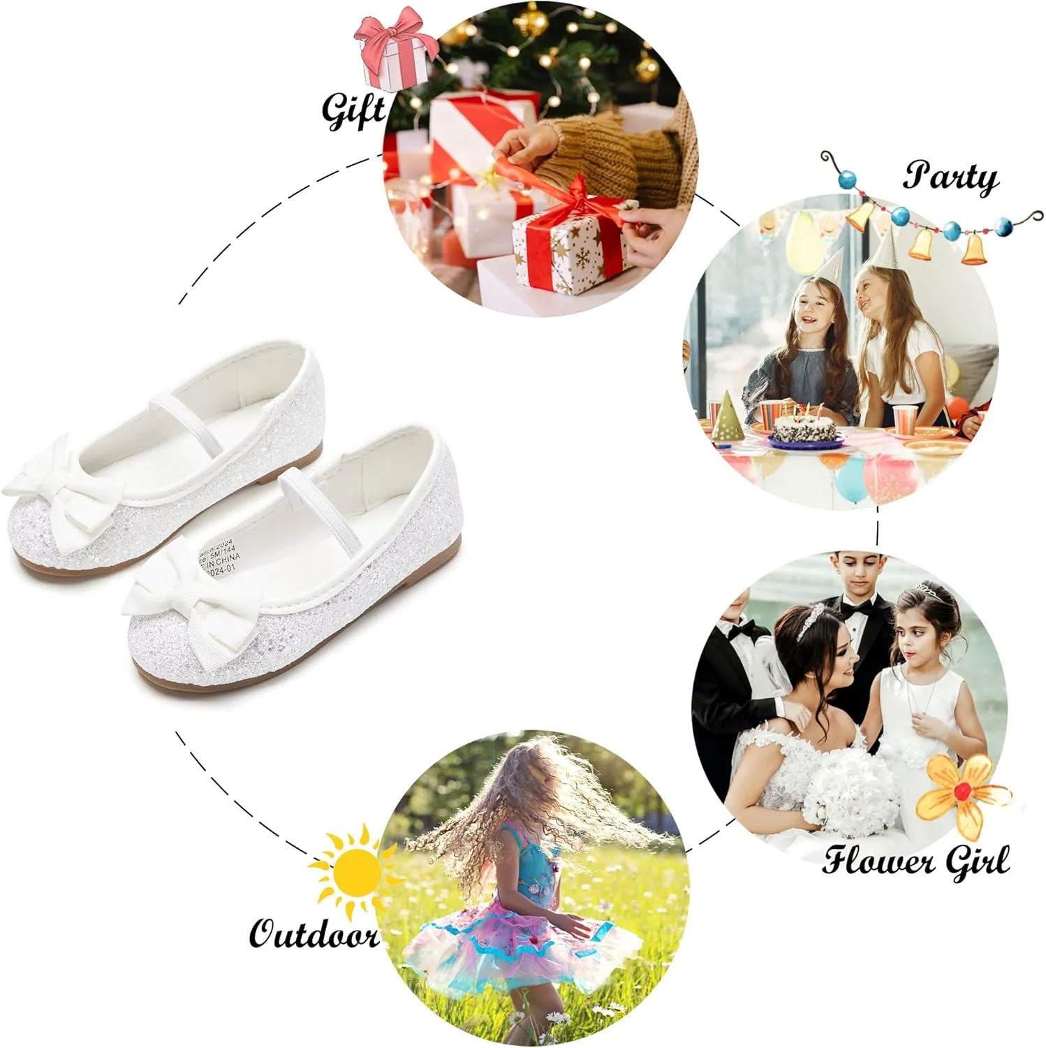 Felix & Flora Toddler Flower Girl Mary Jane Shoes - Little Girls Dress Flats Princess Wedding Party
