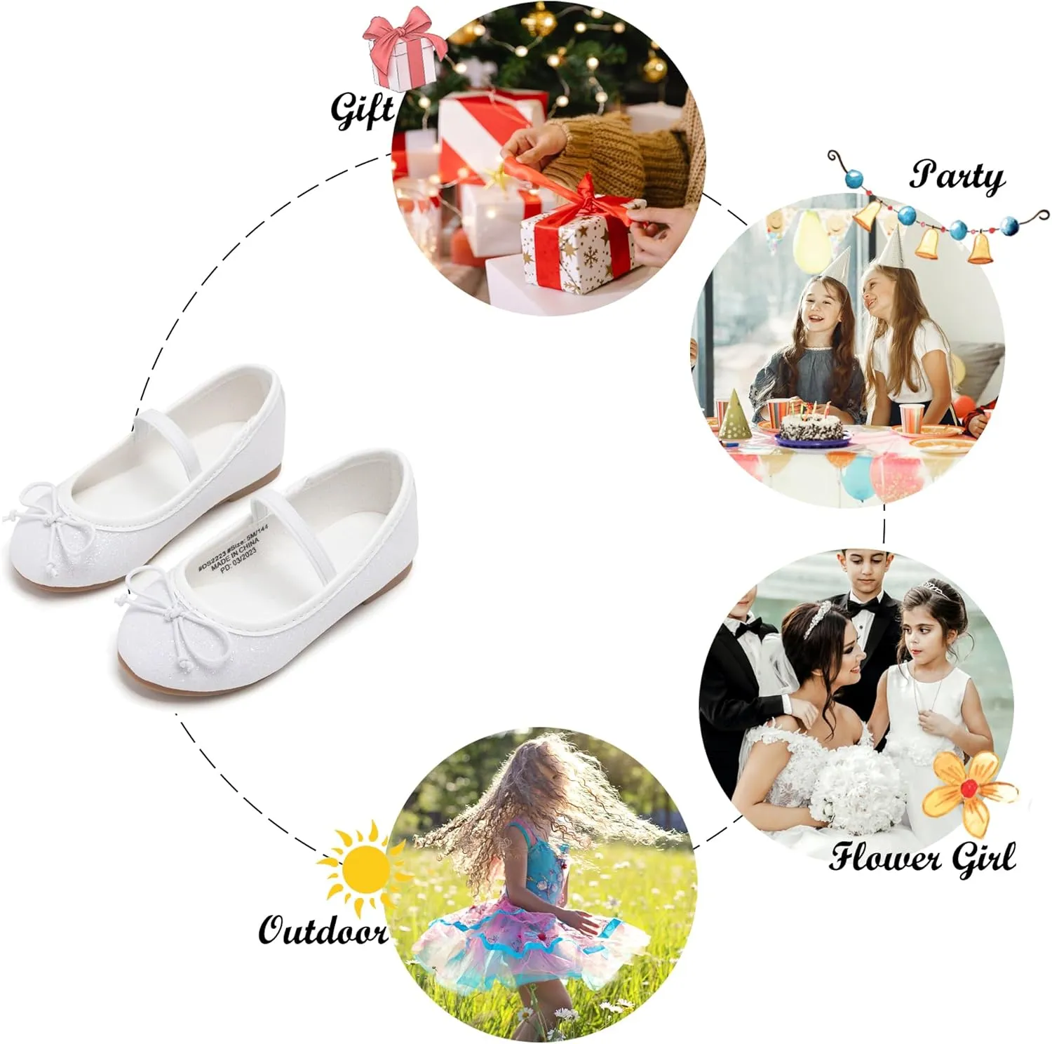 Felix & Flora Toddler Flower Girl Mary Jane Shoes - Little Girls Dress Flats Princess Wedding Party