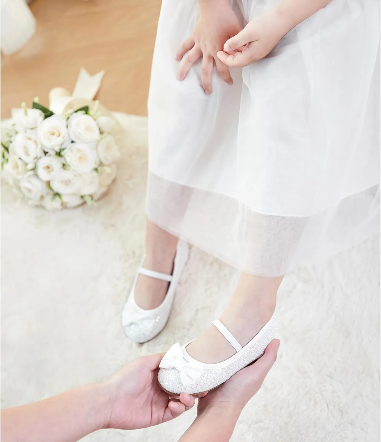 Felix & Flora Toddler Flower Girl Mary Jane Shoes - Little Girls Dress Flats Princess Wedding Party