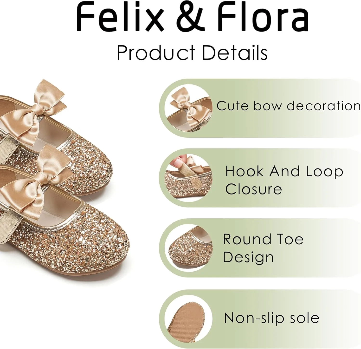 Felix & Flora Toddler Girl Dress Shoes - Flower Girl Ballet Flats School Wedding Party