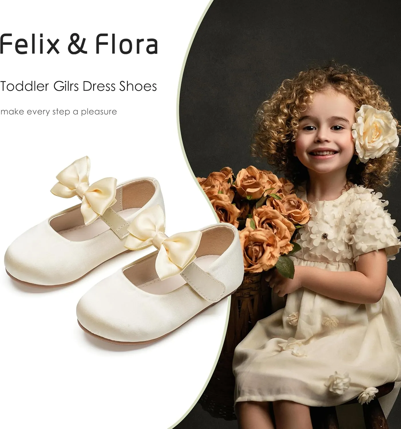 Felix & Flora Toddler Girl Dress Shoes - Flower Girl Ballet Flats School Wedding Party