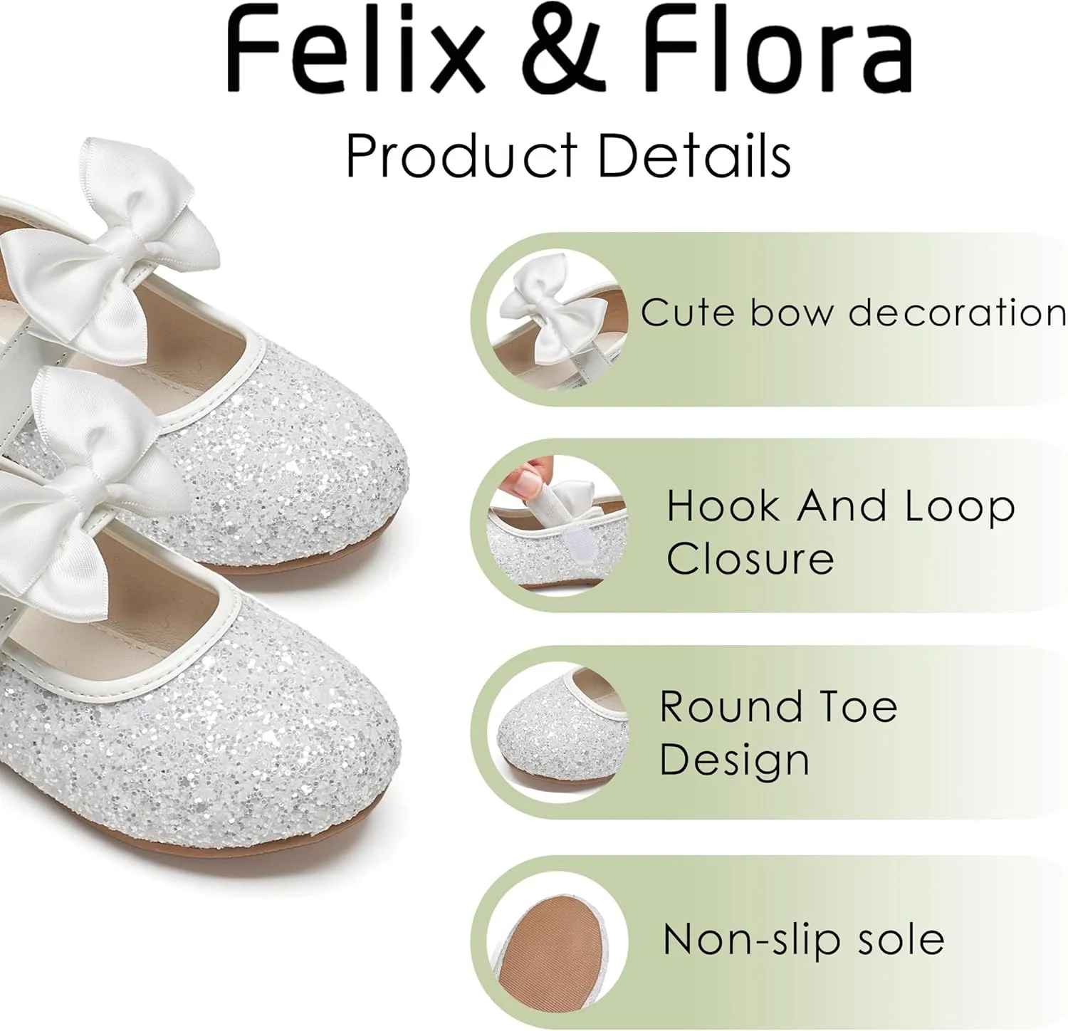 Felix & Flora Toddler Girl Dress Shoes - Flower Girl Ballet Flats School Wedding Party