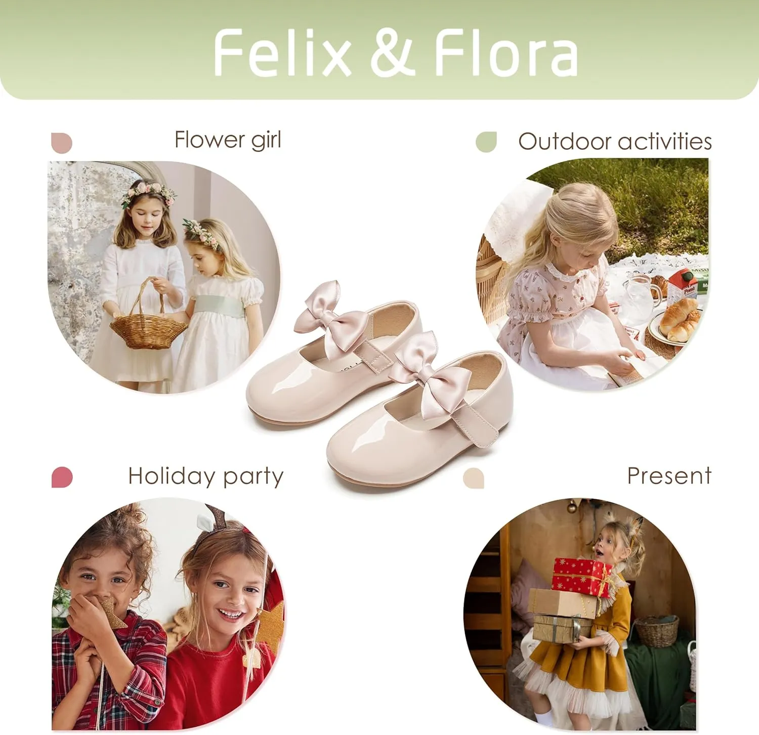 Felix & Flora Toddler Girl Dress Shoes - Flower Girl Ballet Flats School Wedding Party