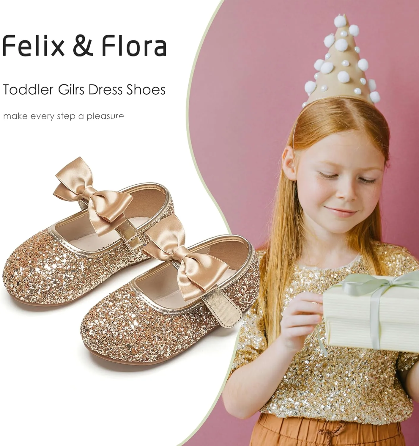 Felix & Flora Toddler Girl Dress Shoes - Flower Girl Ballet Flats School Wedding Party