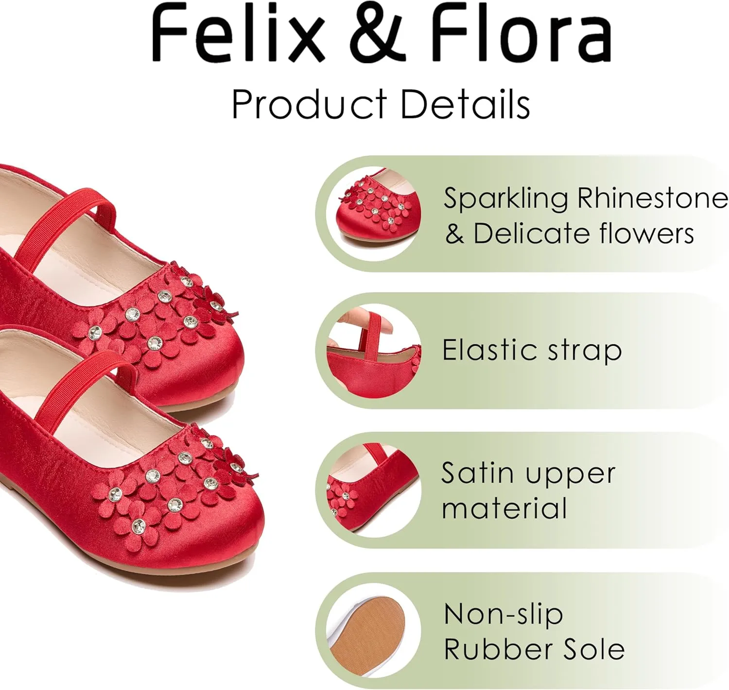 Felix & Flora Toddler Girl Dress Shoes - Flower Girl Ballet Flats School Wedding Party