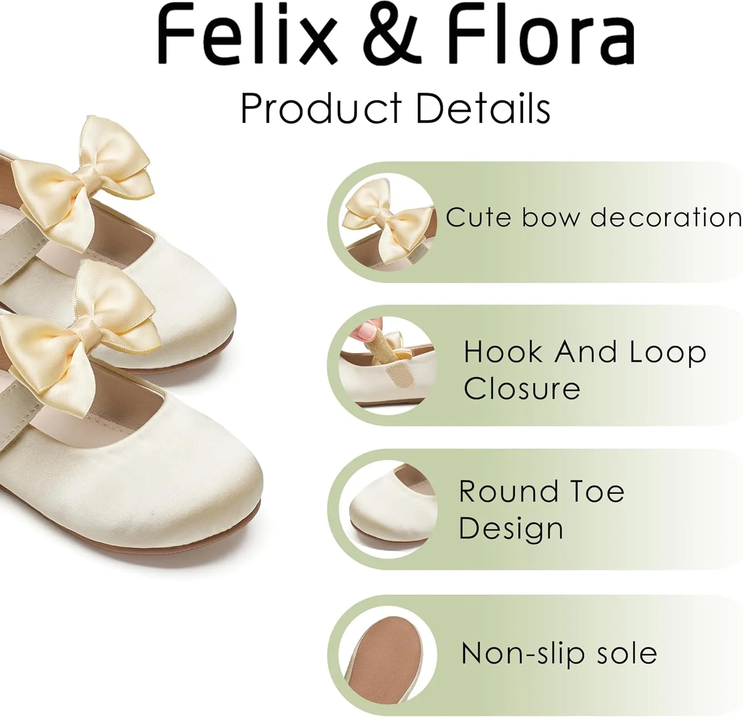 Felix & Flora Toddler Girl Dress Shoes - Flower Girl Ballet Flats School Wedding Party