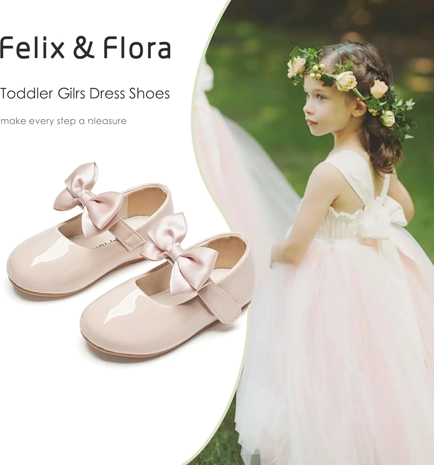 Felix & Flora Toddler Girl Dress Shoes - Flower Girl Ballet Flats School Wedding Party