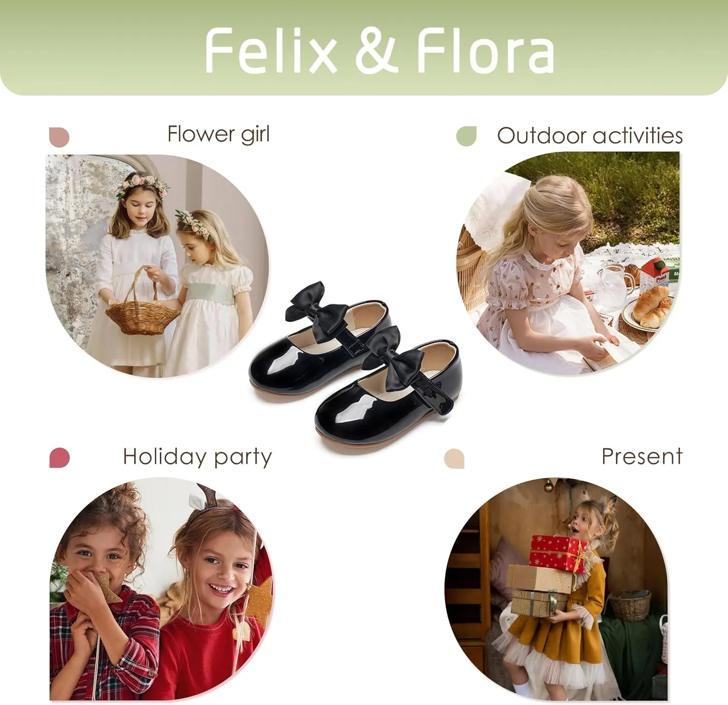 Felix & Flora Toddler Girl Dress Shoes - Flower Girl Ballet Flats School Wedding Party