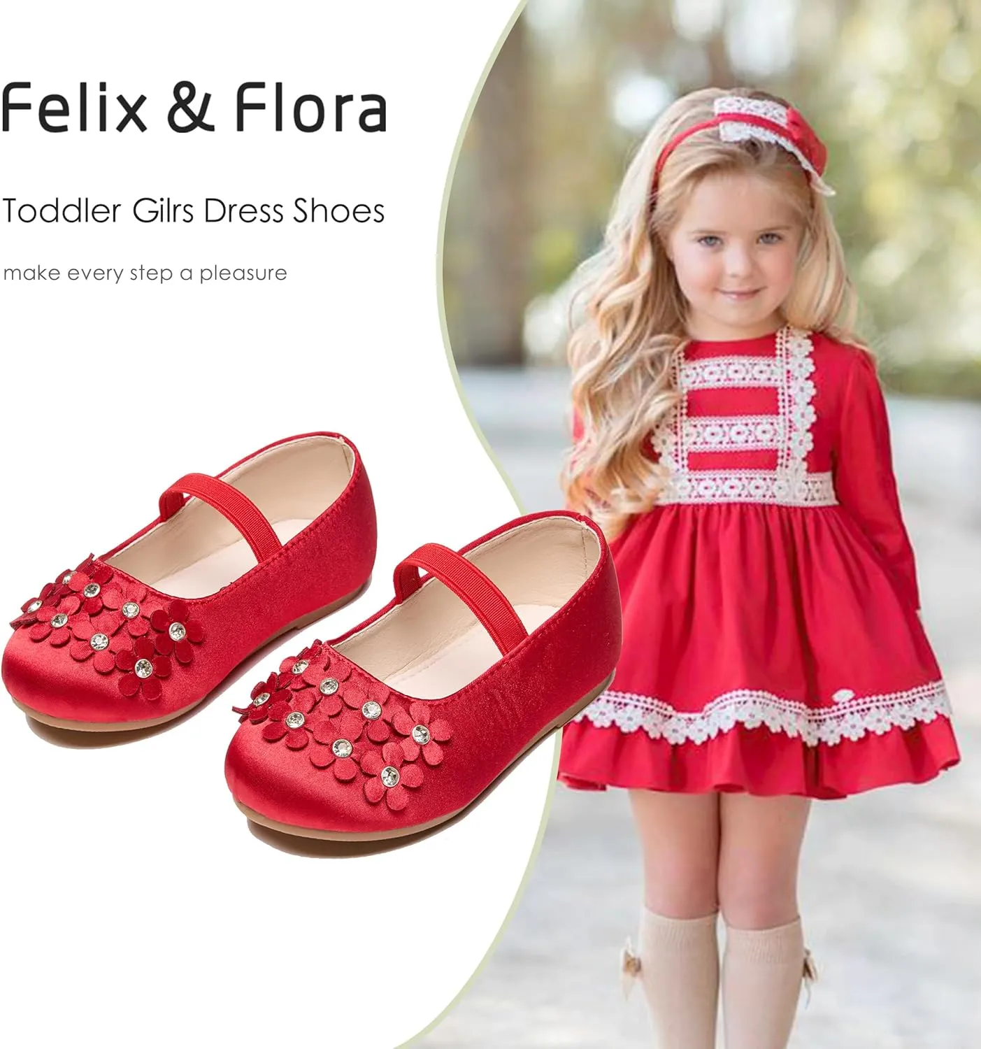 Felix & Flora Toddler Girl Dress Shoes - Flower Girl Ballet Flats School Wedding Party