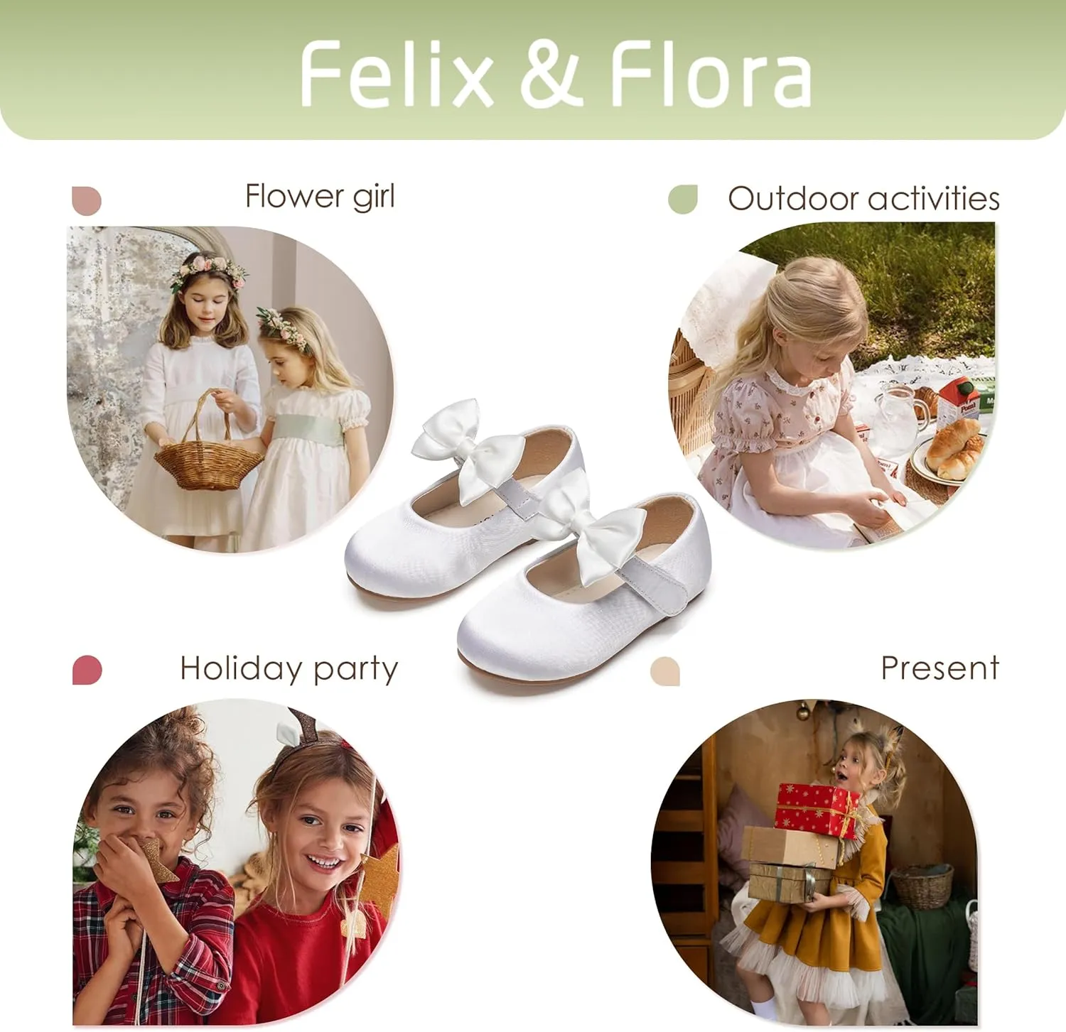 Felix & Flora Toddler Girl Dress Shoes - Flower Girl Ballet Flats School Wedding Party