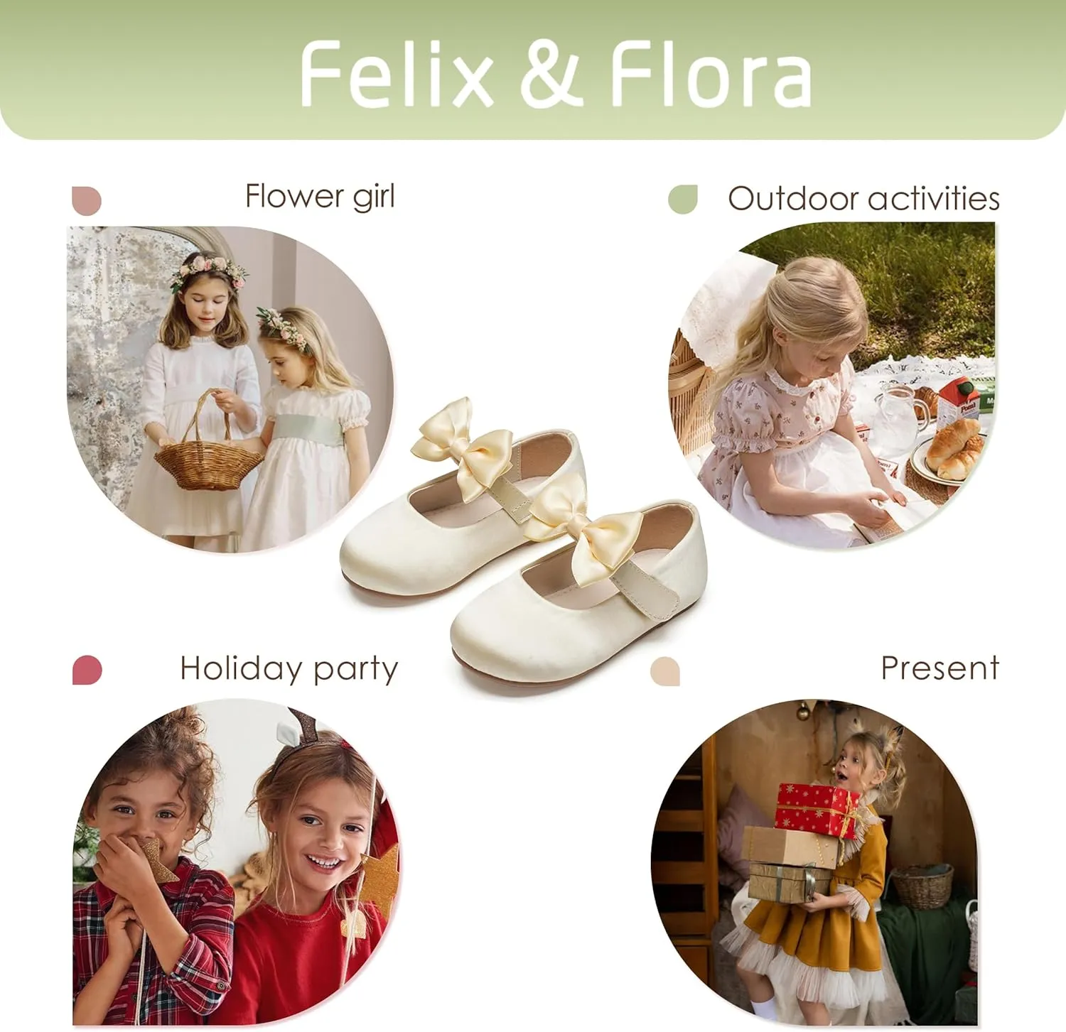 Felix & Flora Toddler Girl Dress Shoes - Flower Girl Ballet Flats School Wedding Party