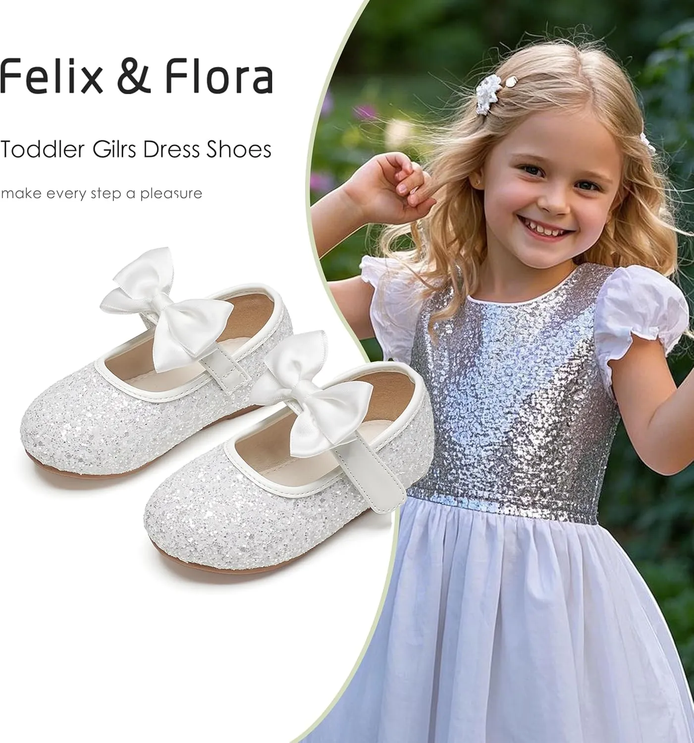 Felix & Flora Toddler Girl Dress Shoes - Flower Girl Ballet Flats School Wedding Party