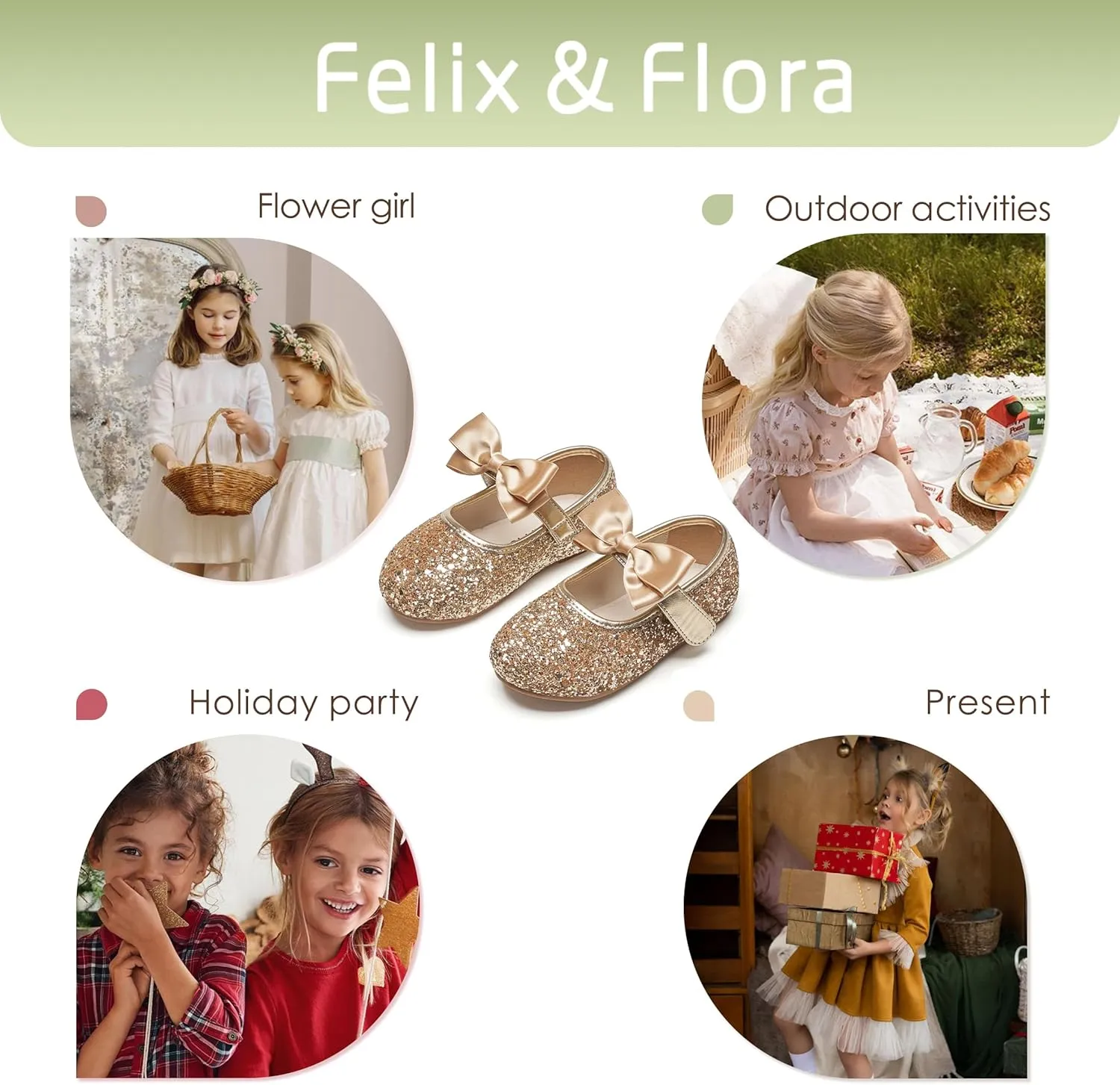 Felix & Flora Toddler Girl Dress Shoes - Flower Girl Ballet Flats School Wedding Party