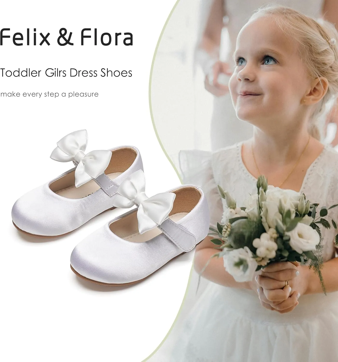 Felix & Flora Toddler Girl Dress Shoes - Flower Girl Ballet Flats School Wedding Party