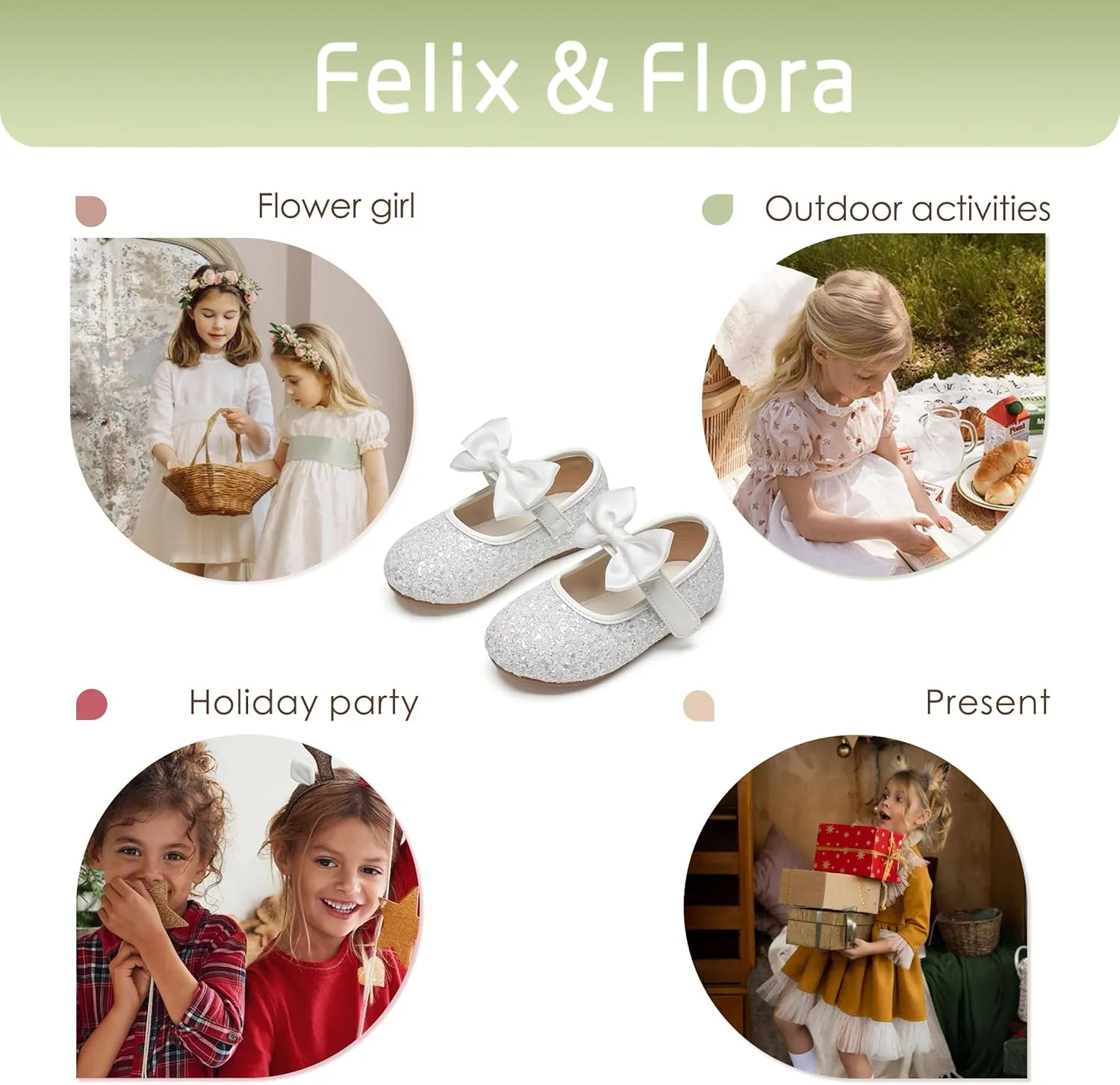 Felix & Flora Toddler Girl Dress Shoes - Flower Girl Ballet Flats School Wedding Party