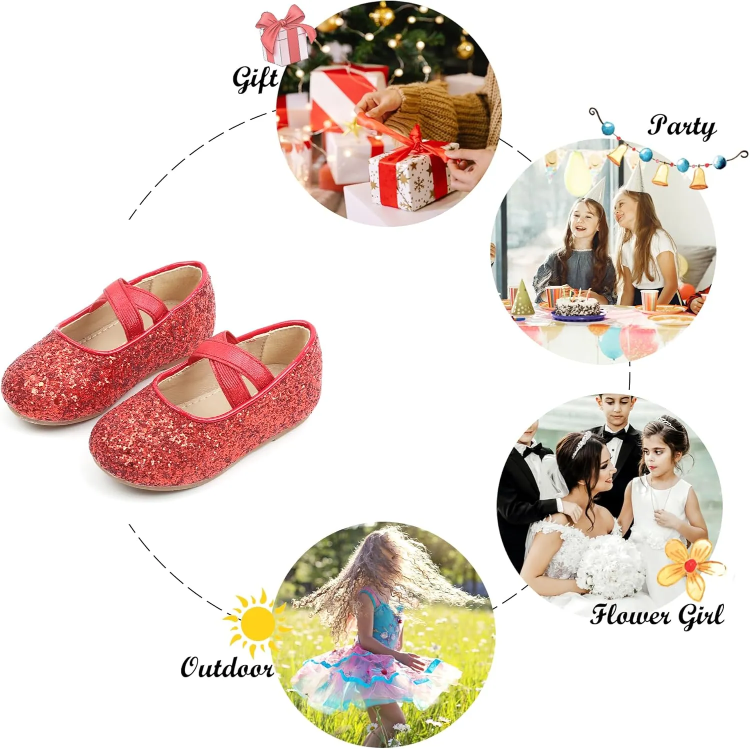 Felix & Flora Toddler Girl Dress Shoes - Flower Girl Ballet Mary Jane Flats Party School Wedding