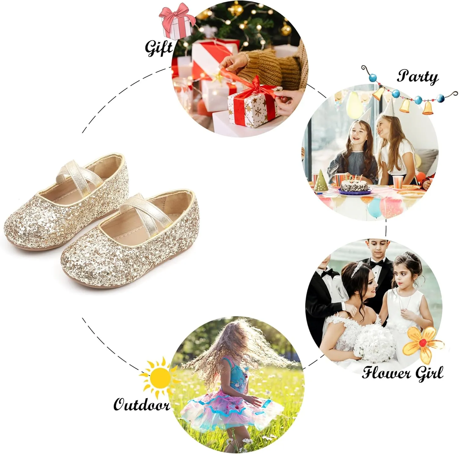 Felix & Flora Toddler Girl Dress Shoes - Flower Girl Ballet Mary Jane Flats Party School Wedding