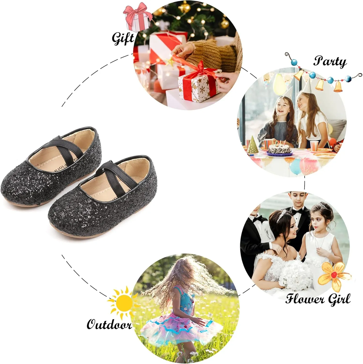 Felix & Flora Toddler Girl Dress Shoes - Flower Girl Ballet Mary Jane Flats Party School Wedding