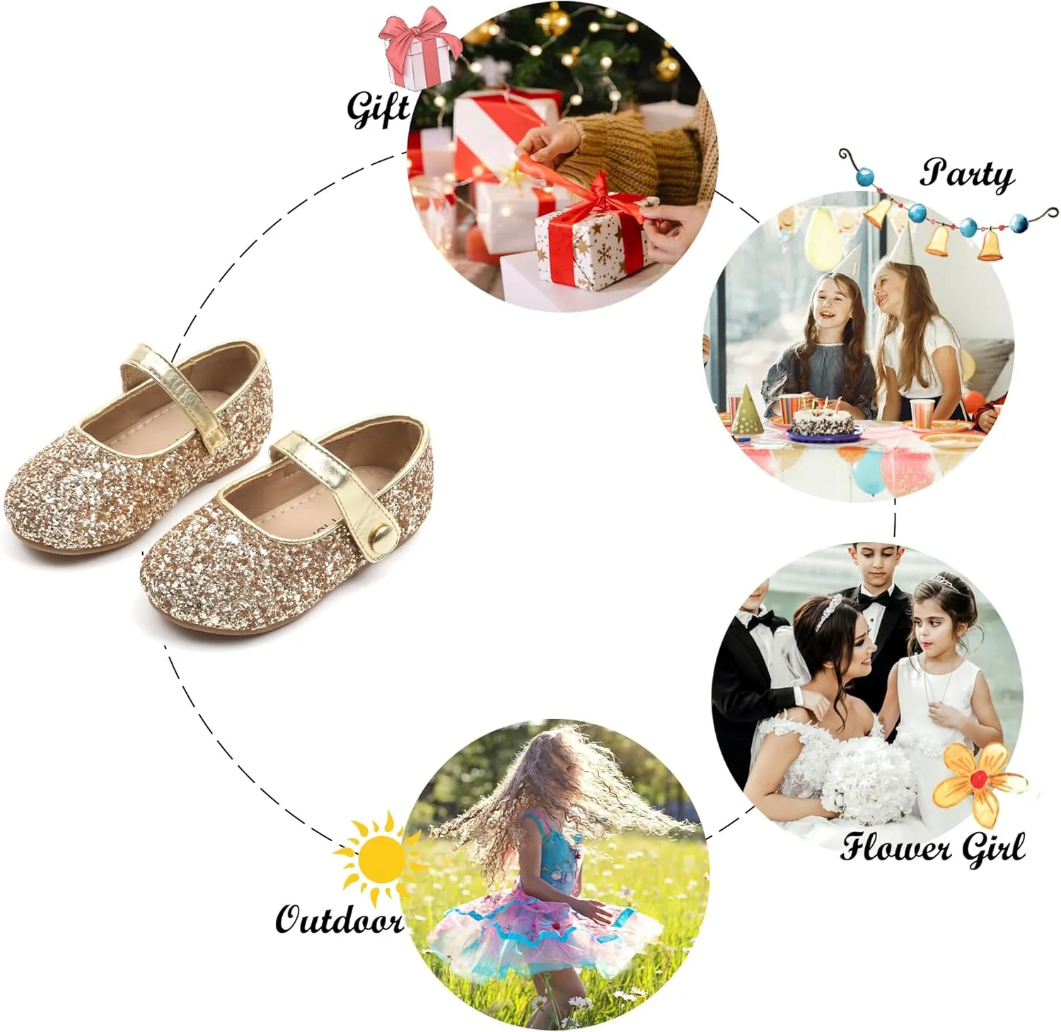 Felix & Flora Toddler Girl Dress Shoes - Flower Girl Ballet Mary Jane Flats Party School Wedding