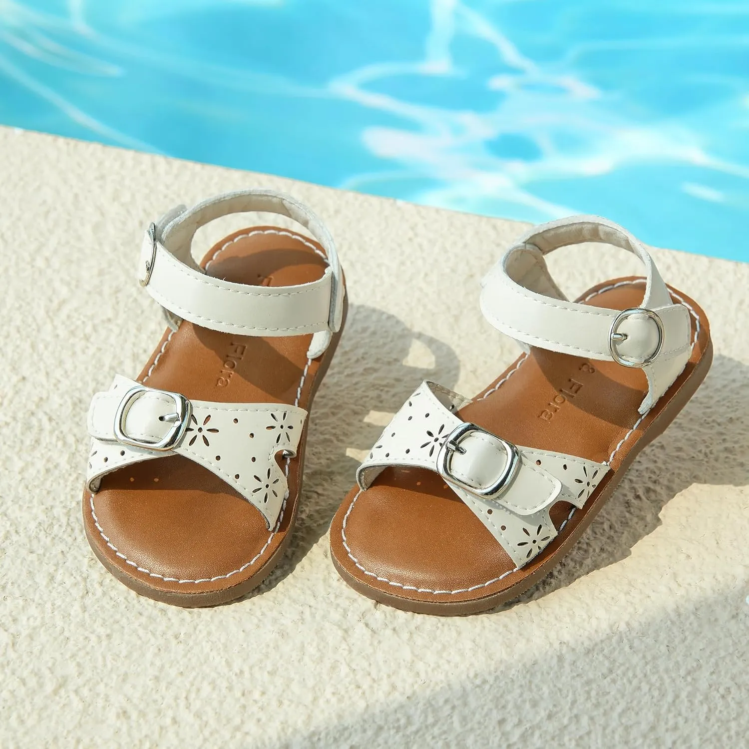 Felix & Flora Toddler Girl Sandals - Flower Girl Dress Shoes Open Toe Little Kid Summer Flats