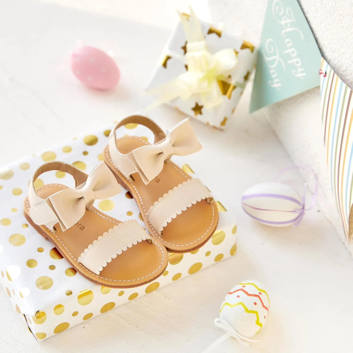 Felix & Flora Toddler Girl Sandals - Flower Girl Dress Shoes Open Toe Little Kid Summer Flats
