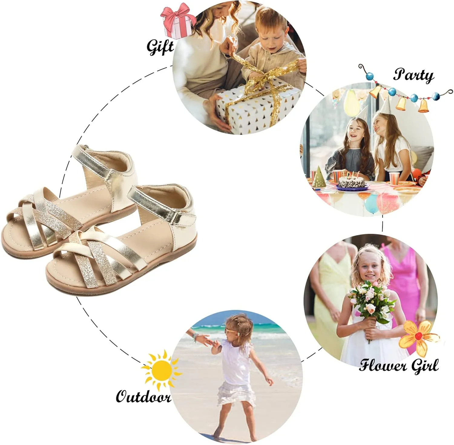 Felix & Flora Toddler Girl Sandals - Flower Girl Dress Shoes Open Toe Little Kid Summer Flats