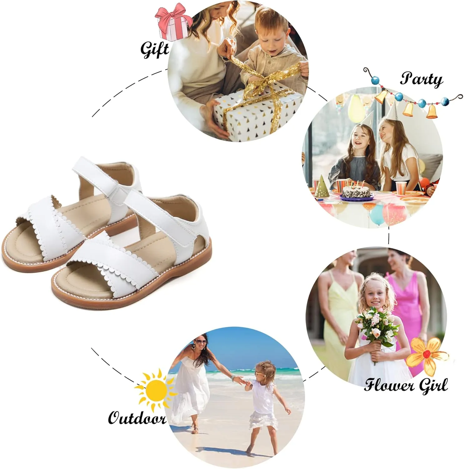 Felix & Flora Toddler Girl Sandals -Flower Girl Dress Shoes Open Toe Little Kid Summer Flats