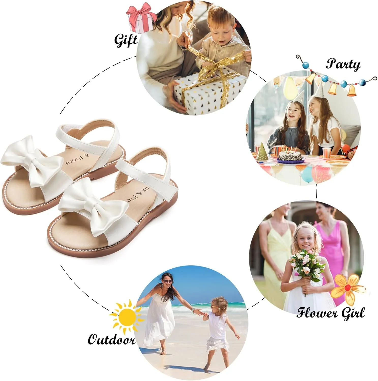 Felix & Flora Toddler Girl Sandals - Flower Girl Dress Shoes Open Toe Little Kid Summer Flats