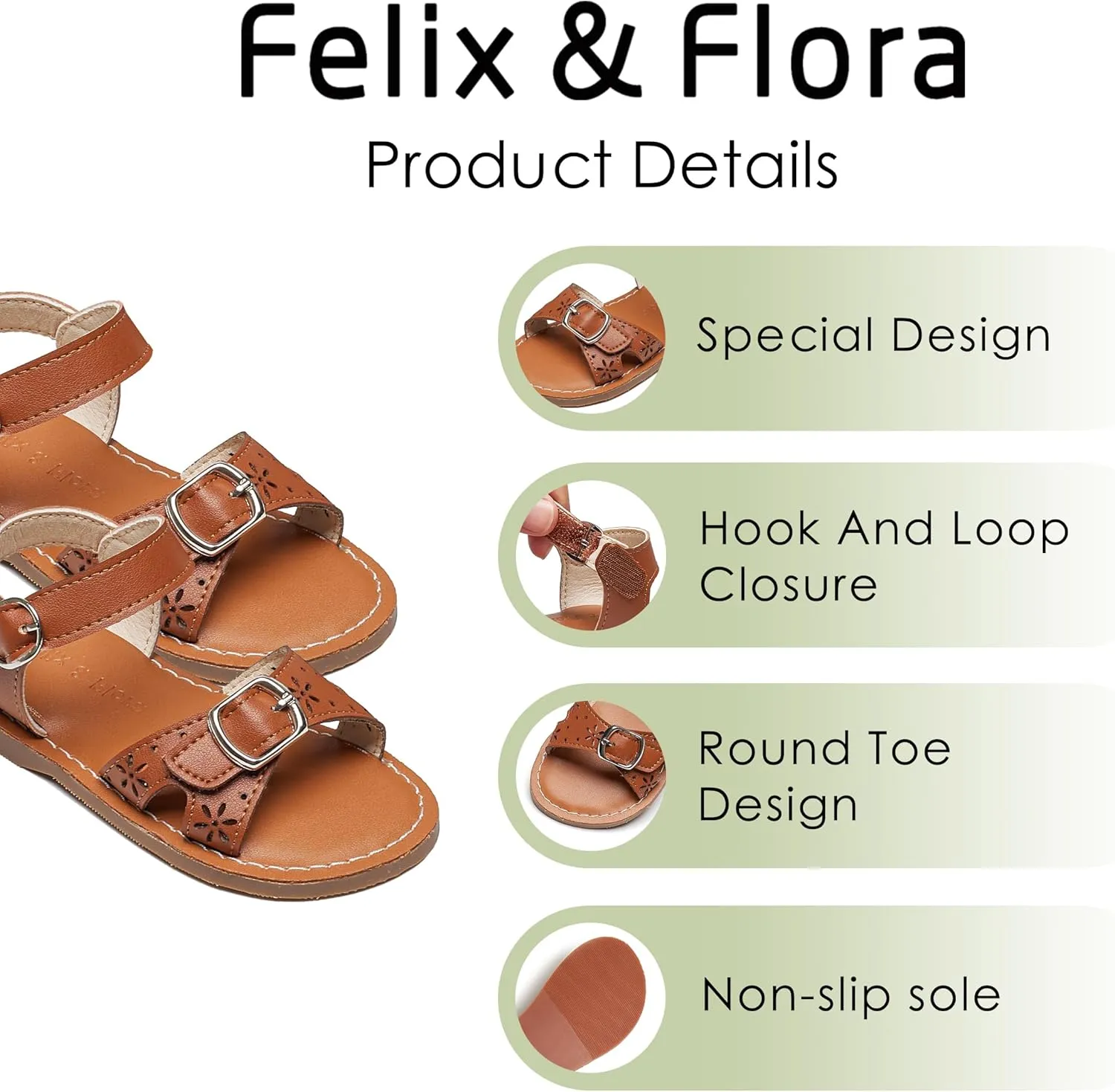 Felix & Flora Toddler Girl Sandals - Flower Girl Dress Shoes Open Toe Little Kid Summer Flats