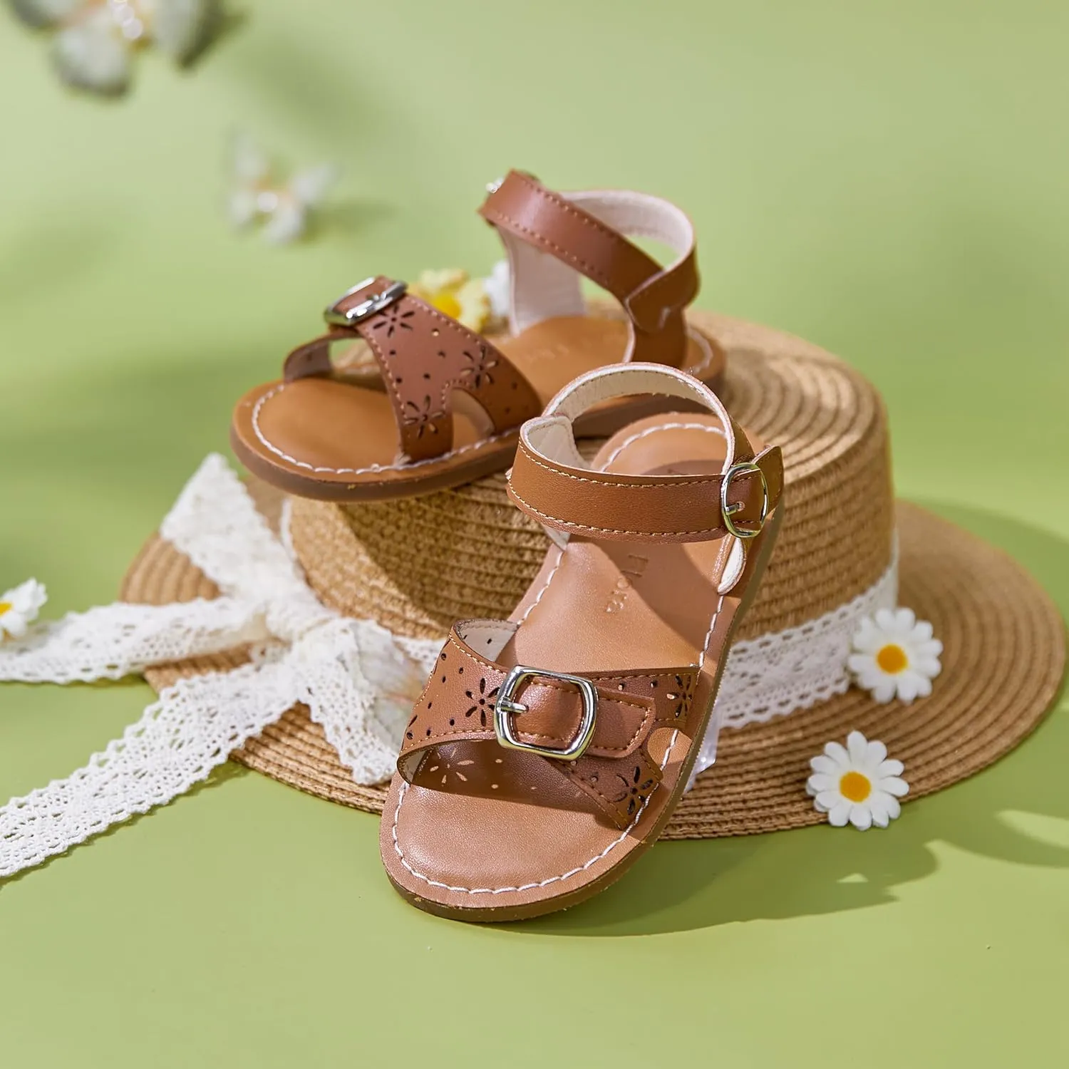 Felix & Flora Toddler Girl Sandals - Flower Girl Dress Shoes Open Toe Little Kid Summer Flats