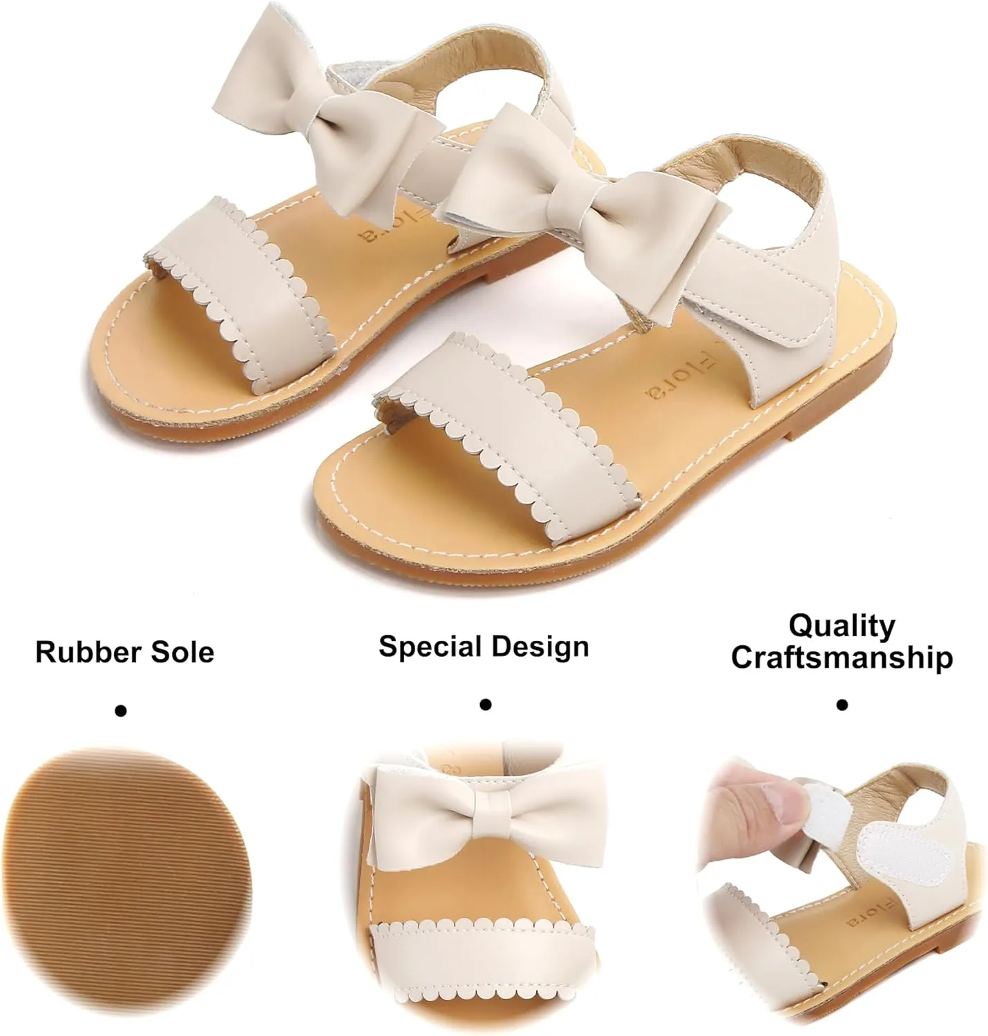Felix & Flora Toddler Girl Sandals - Flower Girl Dress Shoes Open Toe Little Kid Summer Flats