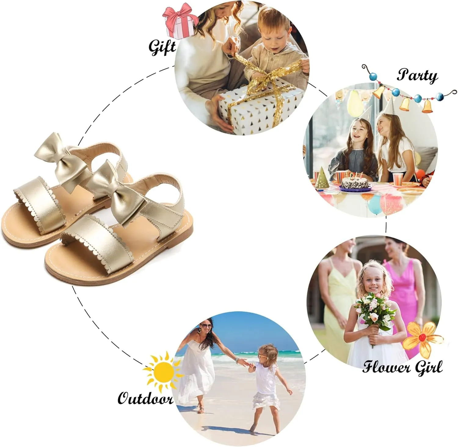 Felix & Flora Toddler Girl Sandals - Flower Girl Dress Shoes Open Toe Little Kid Summer Flats