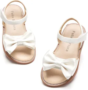 Felix & Flora Toddler Girl Sandals - Flower Girl Dress Shoes Open Toe Little Kid Summer Flats