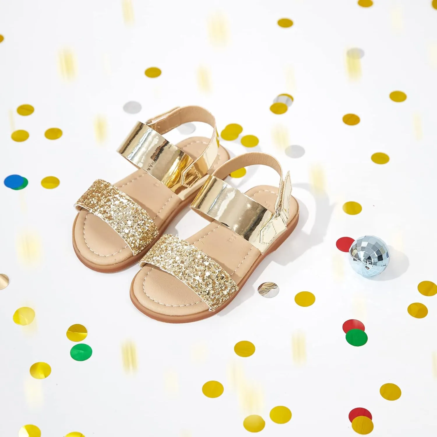 Felix & Flora Toddler Girl Sandals - Flower Girl Dress Shoes Open Toe Little Kid Summer Flats