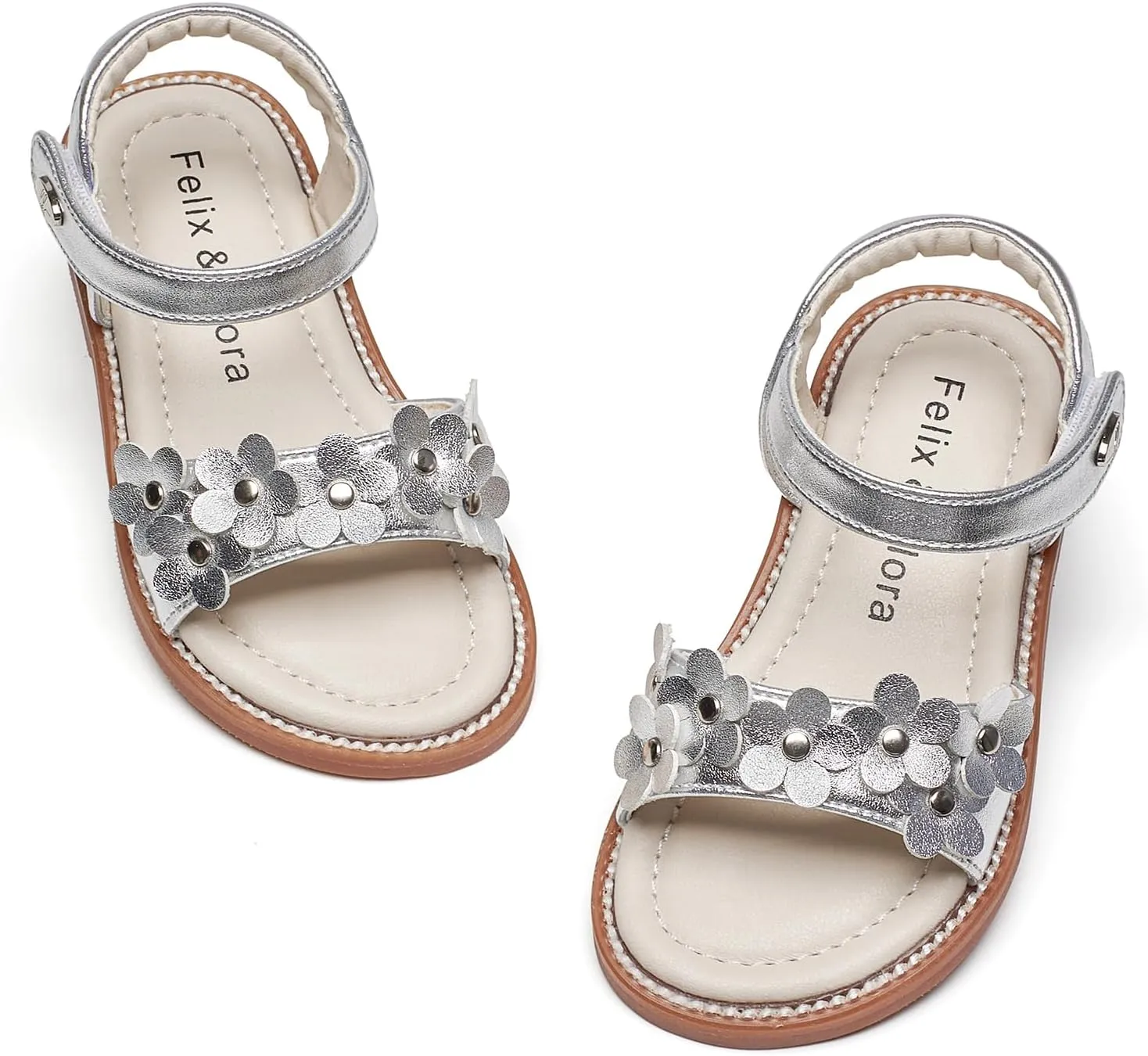 Felix & Flora Toddler Girl Sandals - Flower Girl Dress Shoes Open Toe Little Kid Summer Flats