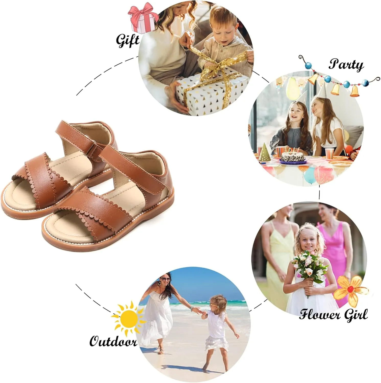 Felix & Flora Toddler Girl Sandals -Flower Girl Dress Shoes Open Toe Little Kid Summer Flats