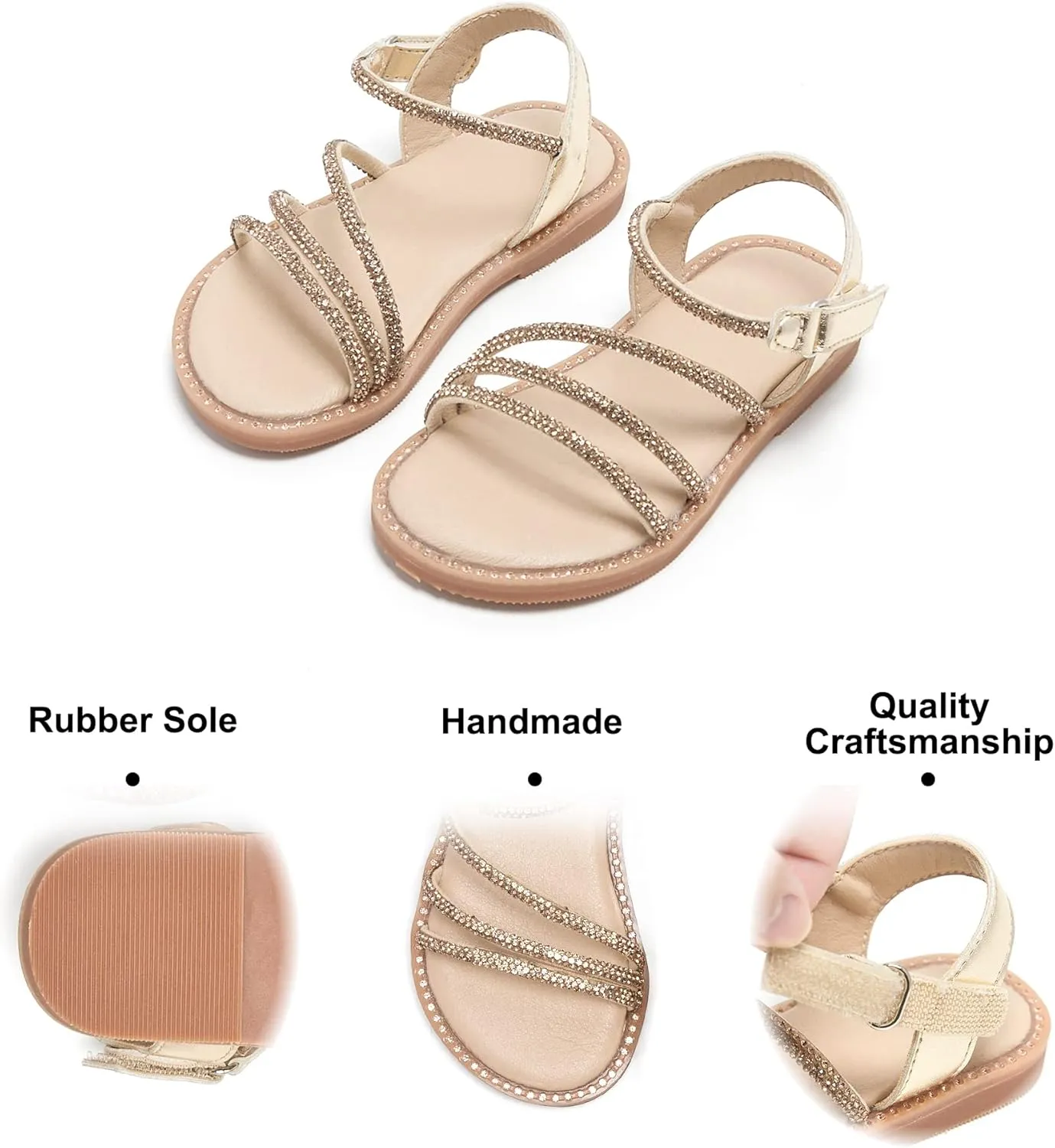 Felix & Flora Toddler Girl Sandals - Flower Girl Dress Shoes Open Toe Little Kid Summer Flats